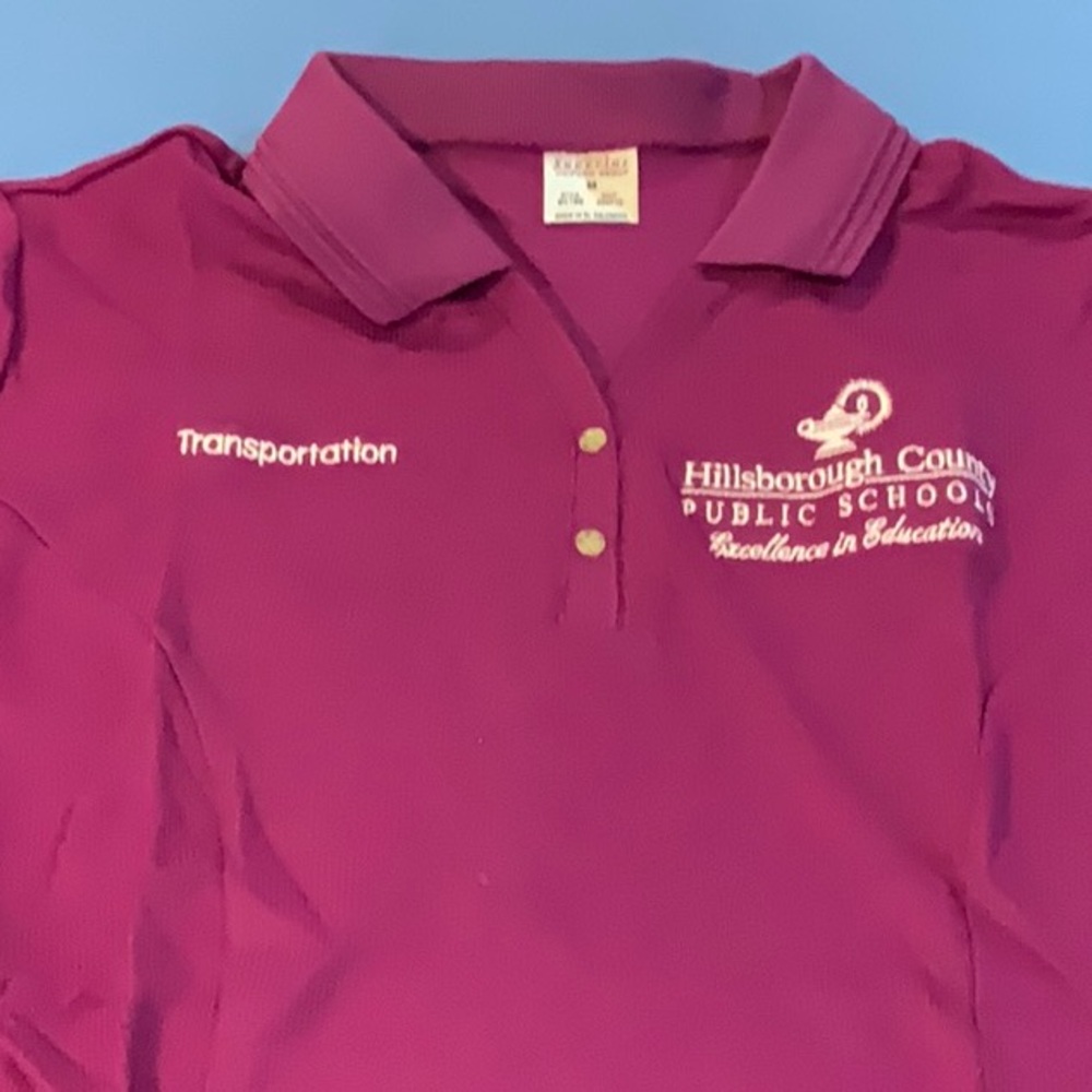 NIP Hillsborough County Public Schools Violet Purple Waffle Knit Shirt Sz M Z47